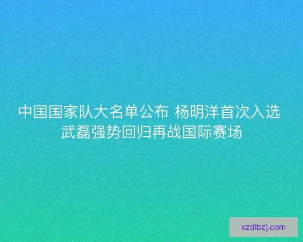 中国国家队大名单公布 杨明洋首次入选 武磊强势回归再战国际赛场